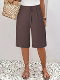 Ss-border European and American Women's Casual Fashion Solid Color Cinq poches mi-longueur
