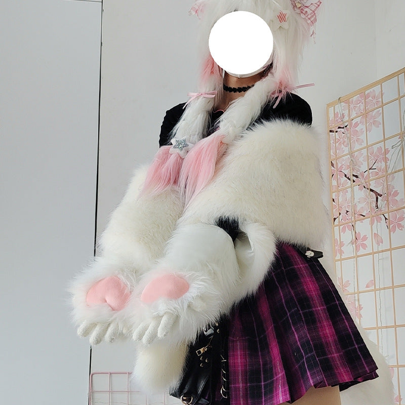 Plush-style Animal Costume Claw Gloves For Women