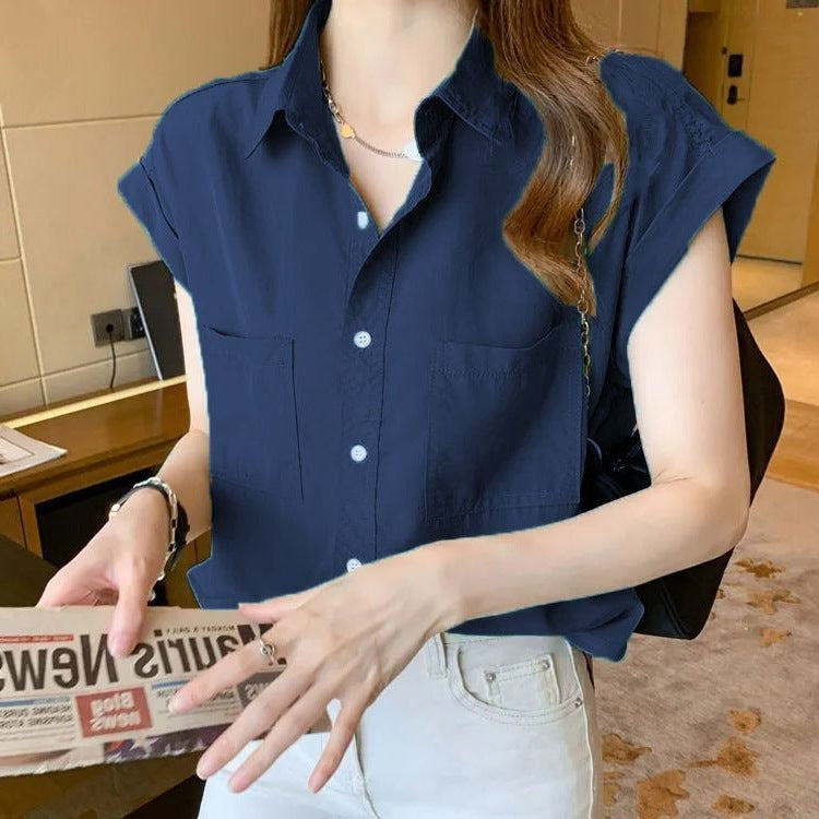 Chemise en mousseline à manches courtes pour femmes