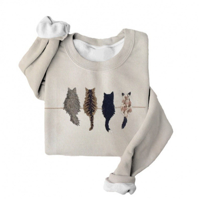 Sweatshirt à manches longues avec imprimé européen et américain