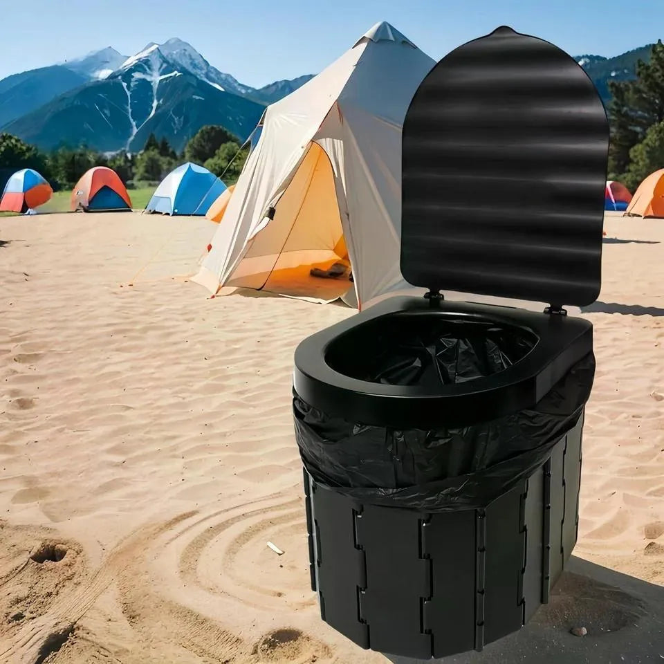 Portable pliable Camping Toilette Max Charger 150kg WC mobile avec 20 sacs de toilette