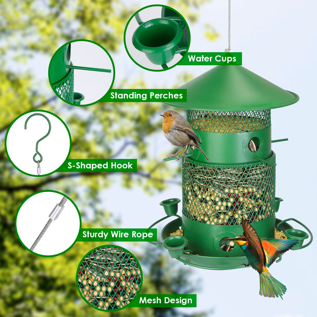 1Pc Wild Bird Feeder Squirrel-Proof Chew-Proof Metal Bird Seed Feeder Outdoor Hanging Bird