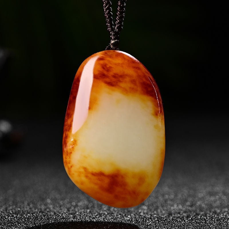 Xinjiang Hetian Jade Pendentif White Jade Pendentif en pierre brute Collier Seed Jade Bracelet