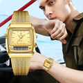 Business Casual Mesh Belt Waterproof Double Display Montre électronique Quartz