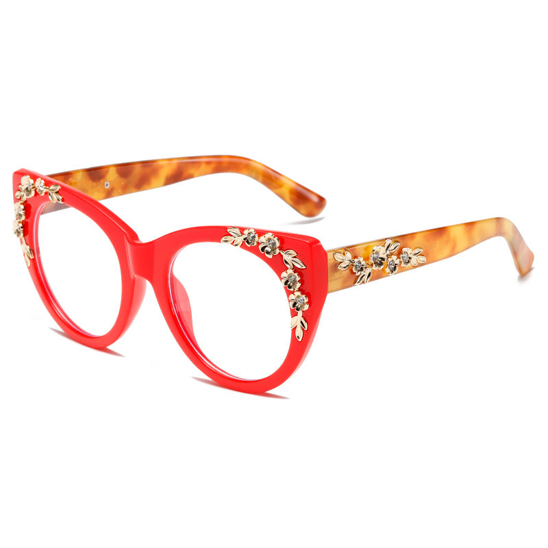Lunettes de soleil à motif de strass floral et sans vis à vis