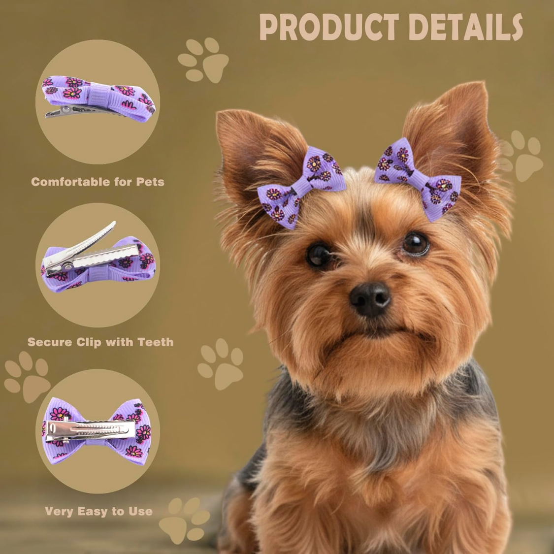 Cheveux de chien Bows Petits clips chiots pour animaux de chambre Accessoires Doggy Cadeaux 60Pcs