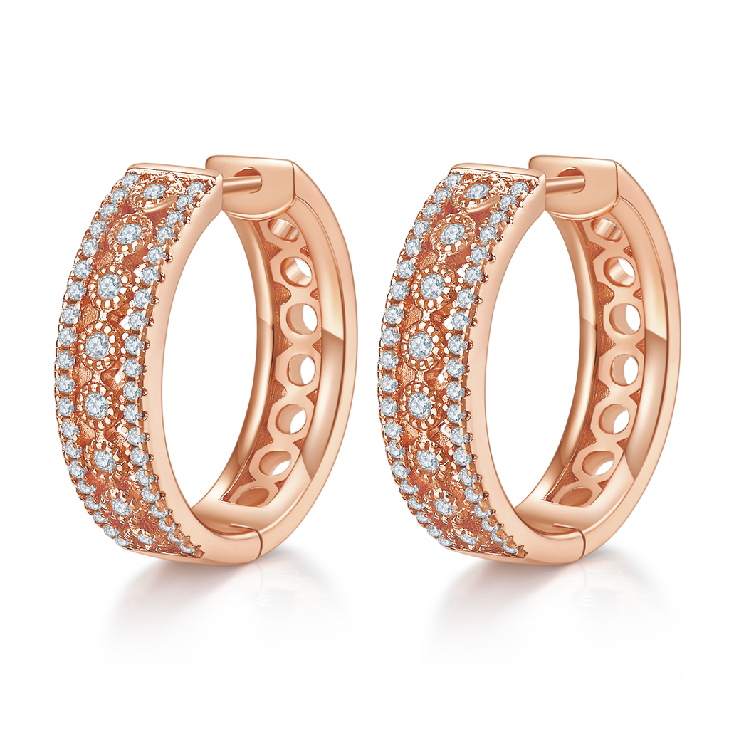 8,5g S925 Argent Sterling 0,74CT Boucles d'oreilles Moissanite Hoop 20mm Pave Hougie Hoops avec Holl