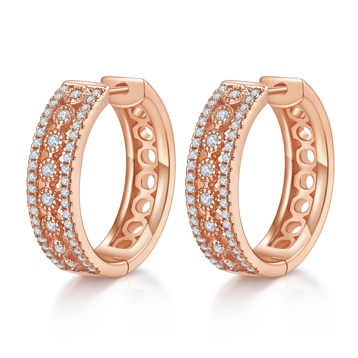 8,5g S925 Argent Sterling 0,74CT Boucles d'oreilles Moissanite Hoop 20mm Pave Hougie Hoops avec Holl