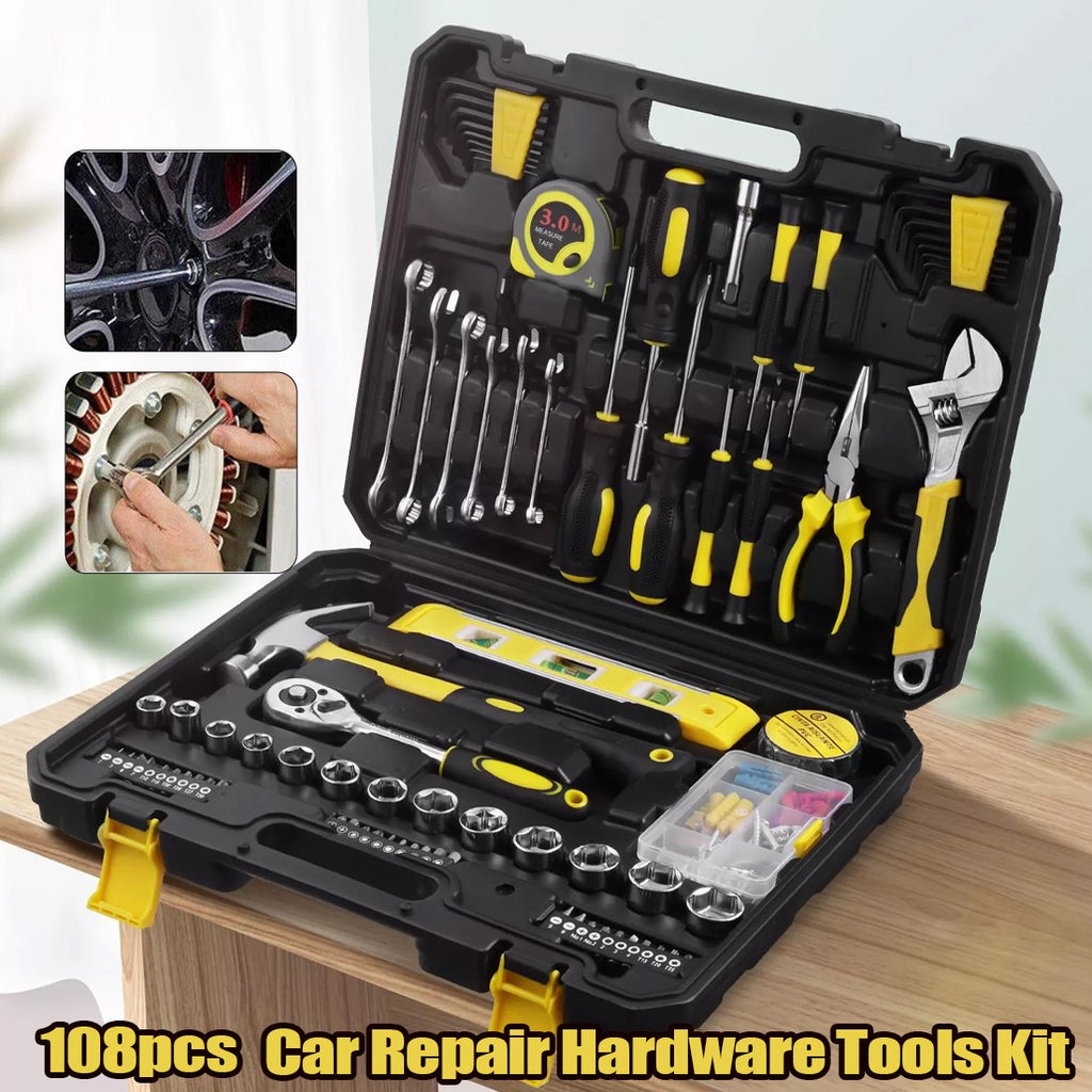 Kit d'outils à main Ensemble de matériel de réparation de voiture de ménage d'entretien quotidien 108pcs