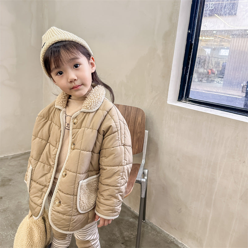 Veste rembourrée en coton à carreaux pour enfants