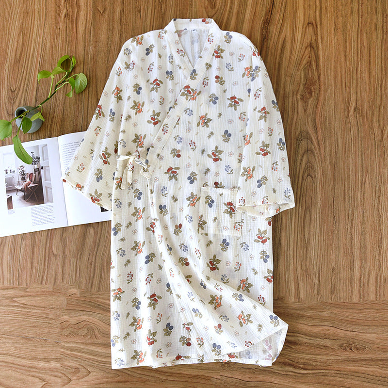 Women's Gauze Kimono Robe and Nightgown