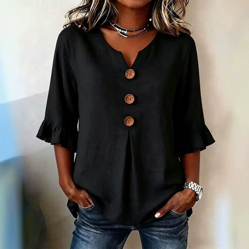Vêtements européens et américains pour femmes Été Amazon Couleur solide Boutonné Femmes Casual F