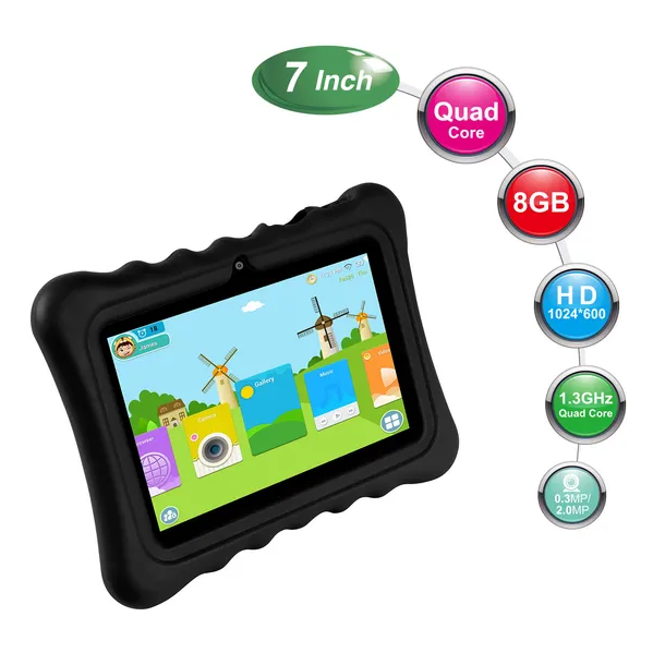 Boîtier en silicone résistant aux chocs avec support pour tablettes de 7'