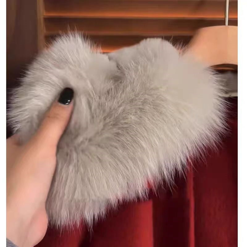 Manteau de laine de fourrure de renard d'hiver