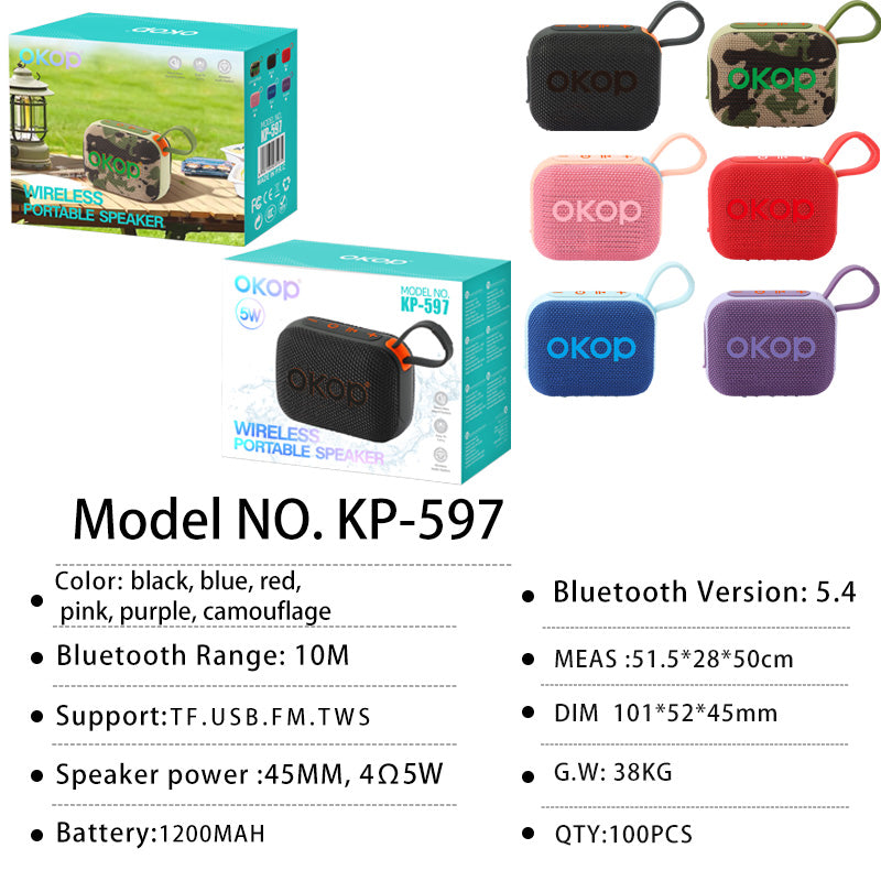 KP-597 Vente à chaud Multifonctionnel Portable Outdoor Compact Subwoofer Mini Bluetoot
