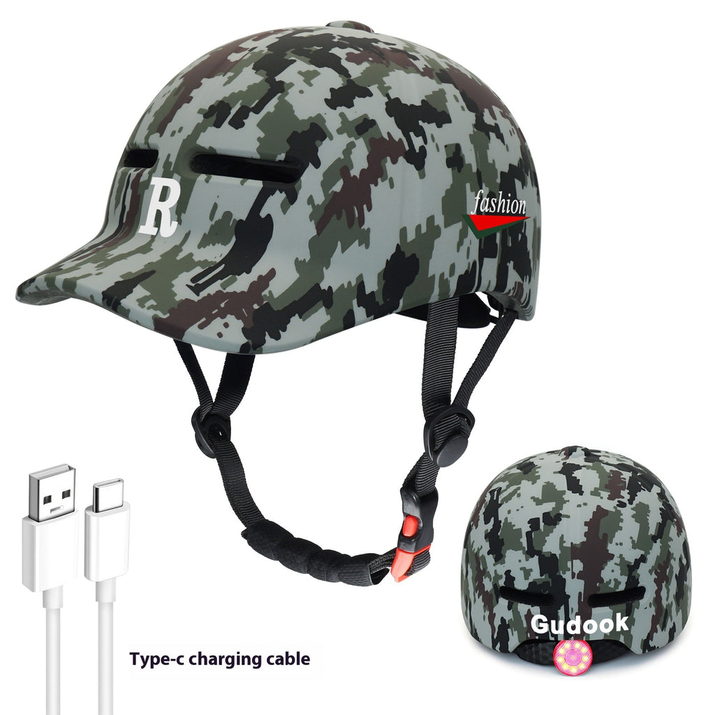 Duck Tongue Integrated Bicycle Helmet Warning Light