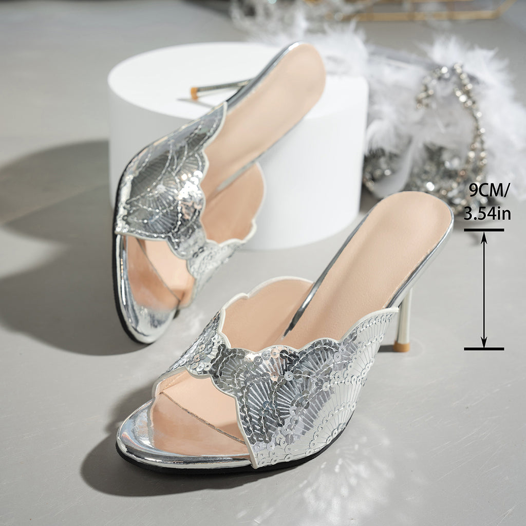 Femmes Pure Desire Français Glitter Stiletto Mules