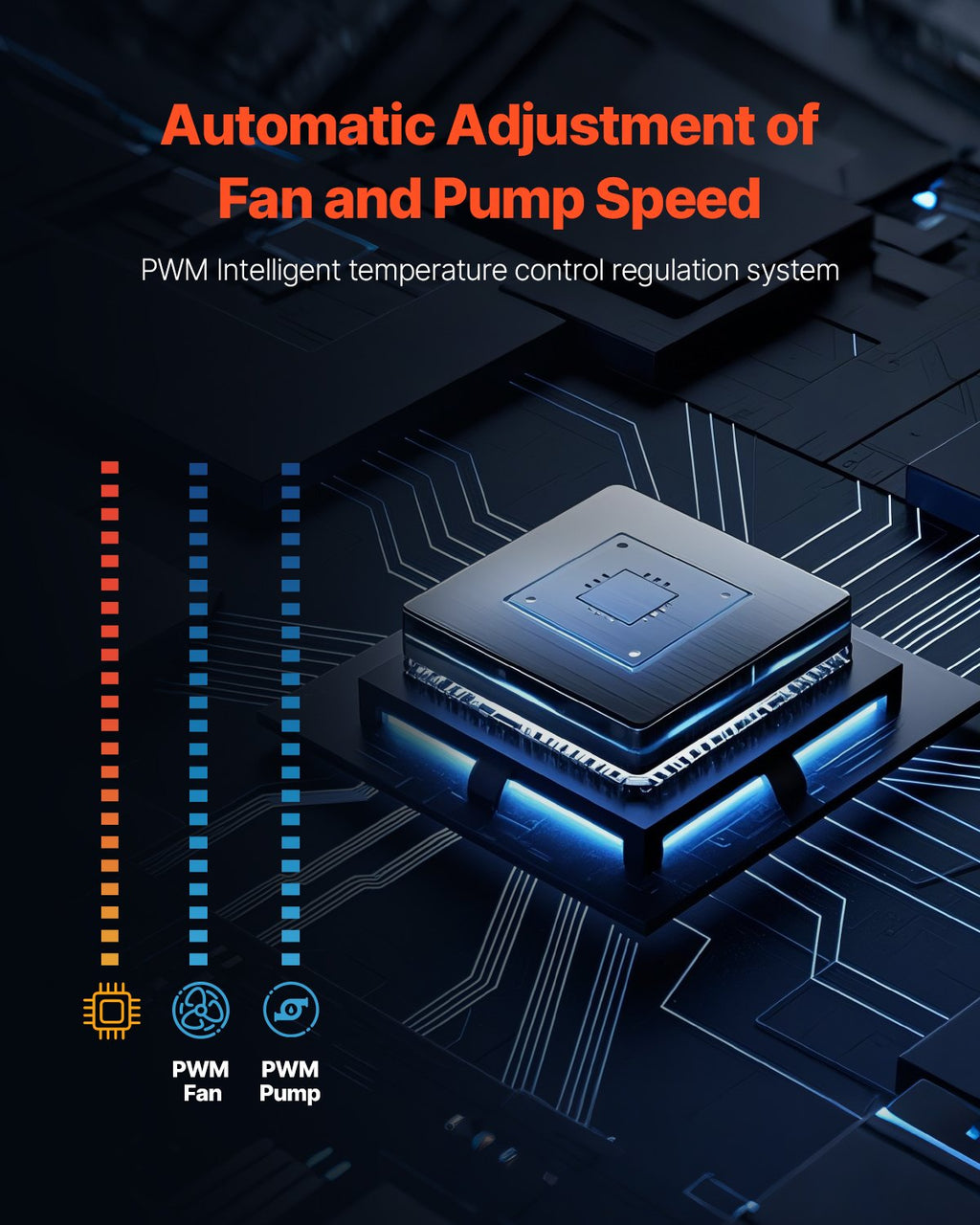 CPU Refroidisseur liquide AIO CPU Refroidisseur d'eau avec 3 ventilateurs PWN(120 Mm) Intel AMD