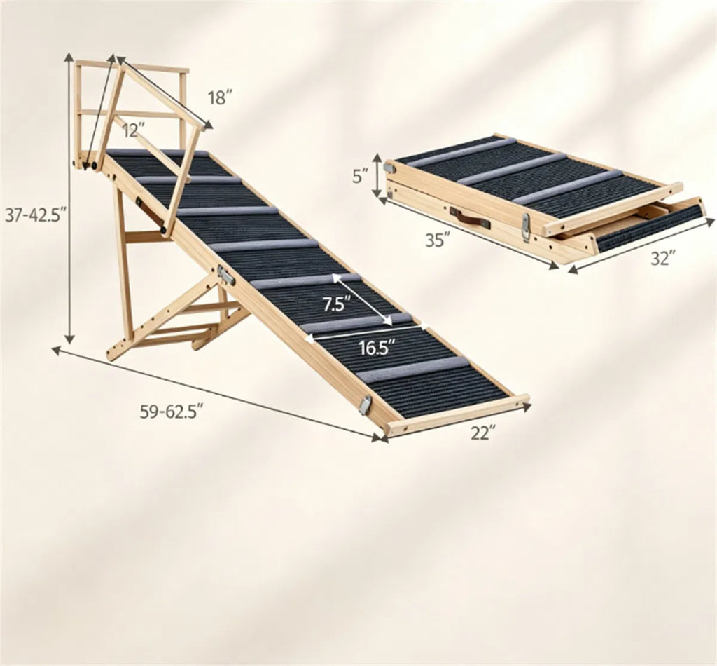 Rampe pliable réglable de 6 niveaux pour animaux de compagnie