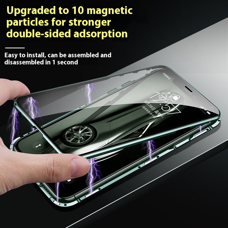 Magnétique King Verre Verre double face Étui de téléphone tout compris