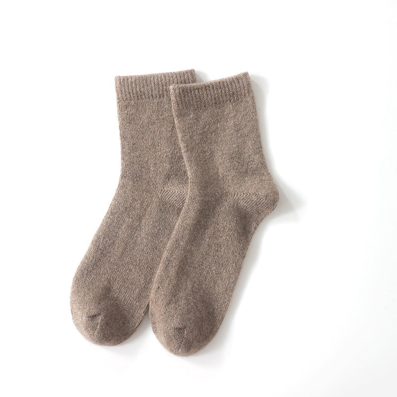 Mid-High Tube Pure Couleur Chaussettes en cachemire Chaussettes de maternité unisexe Hiver Chaussettes épaisses froides Guerre