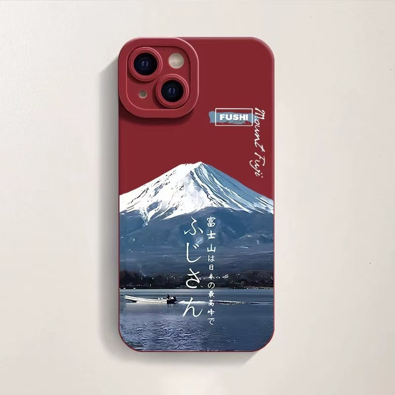 Boîtier de téléphone en silicone imprimé Fuji à monture créative et polyvalente