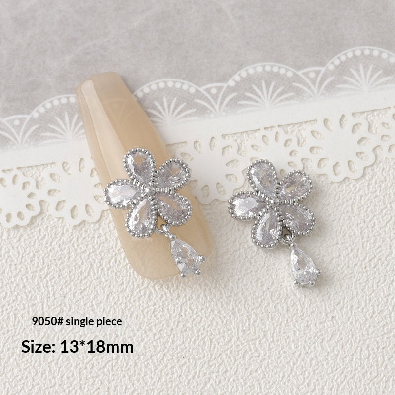 Argent Zircon Bow Nail Art Accessoires