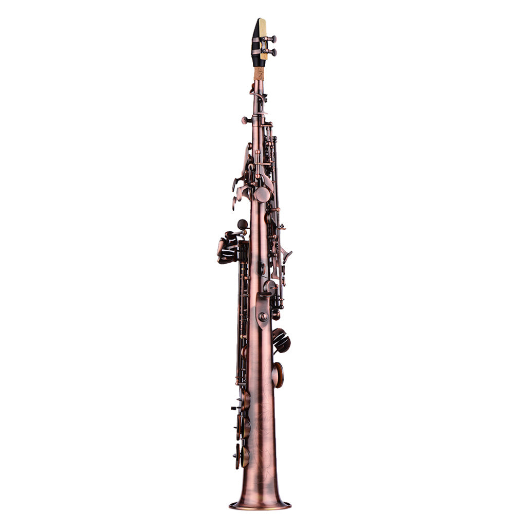 Laiton Professionnel Droit Bb Soprano Saxophone Ni Plaqued Sax Woodwind Instrument Carve P