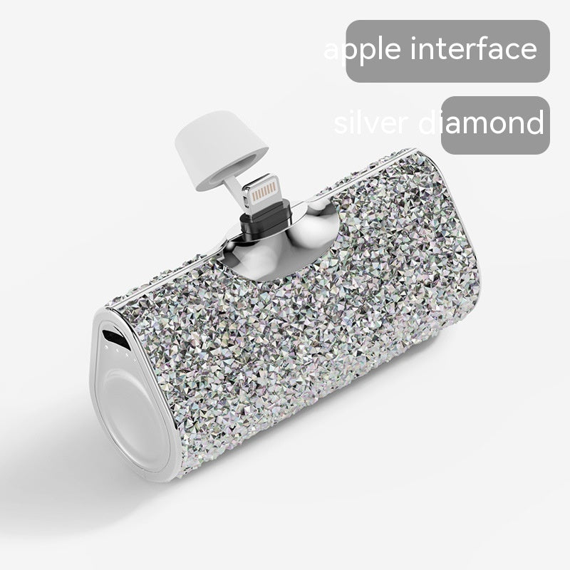 Diamond Pocket Capsule Emergency Power Bank Mini Lipstick intégré au diamant Petit Portable
