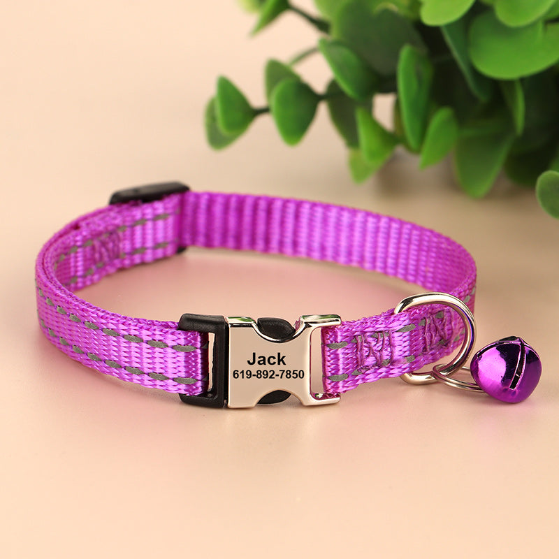 Collier de collier de chat antidérapant gravé