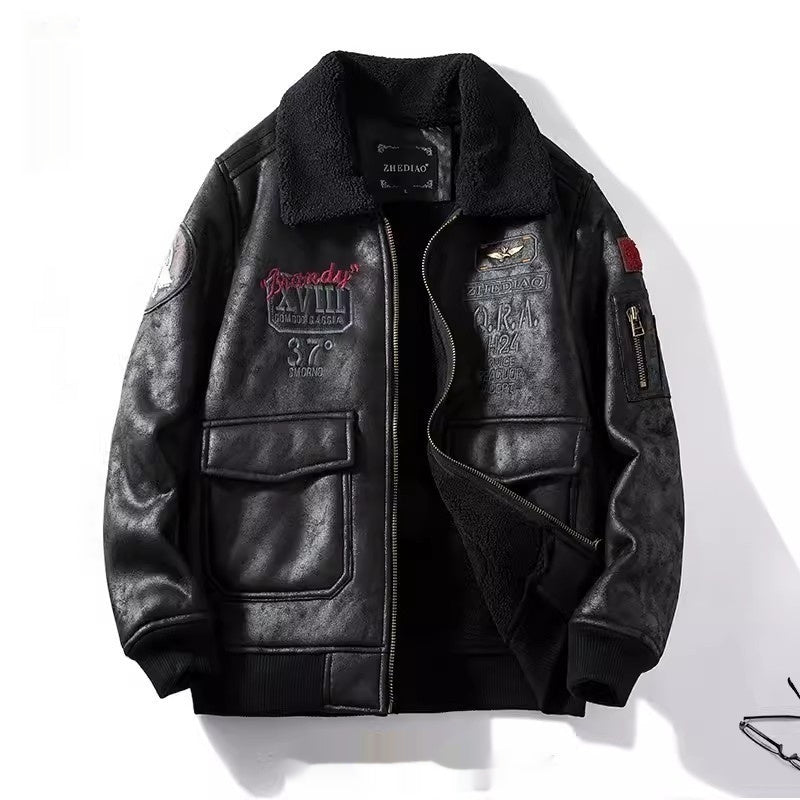 Veste en tissu de suède épais doublée d'agneau