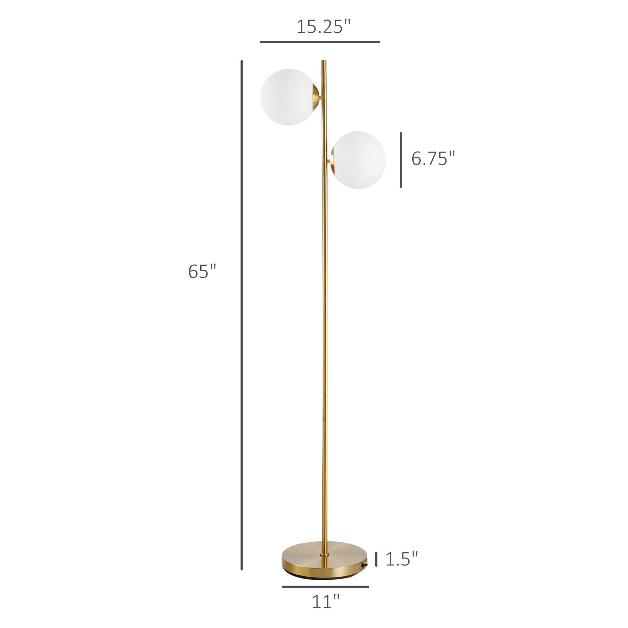 Lampe de sol avec 2pcs Lampe en verre Shade Moderne Lampe décorative portable