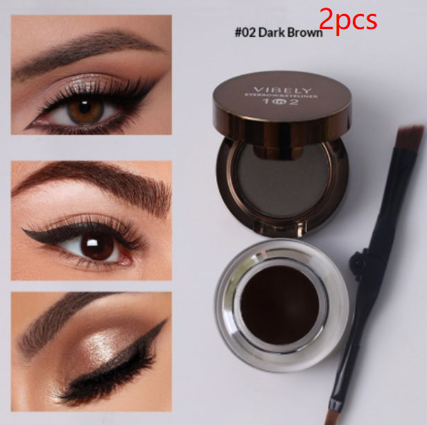 Imperméable à la sueur et à l'épreuve des boues Eyeliner 2 en 1 double couleur et gel de sourcils