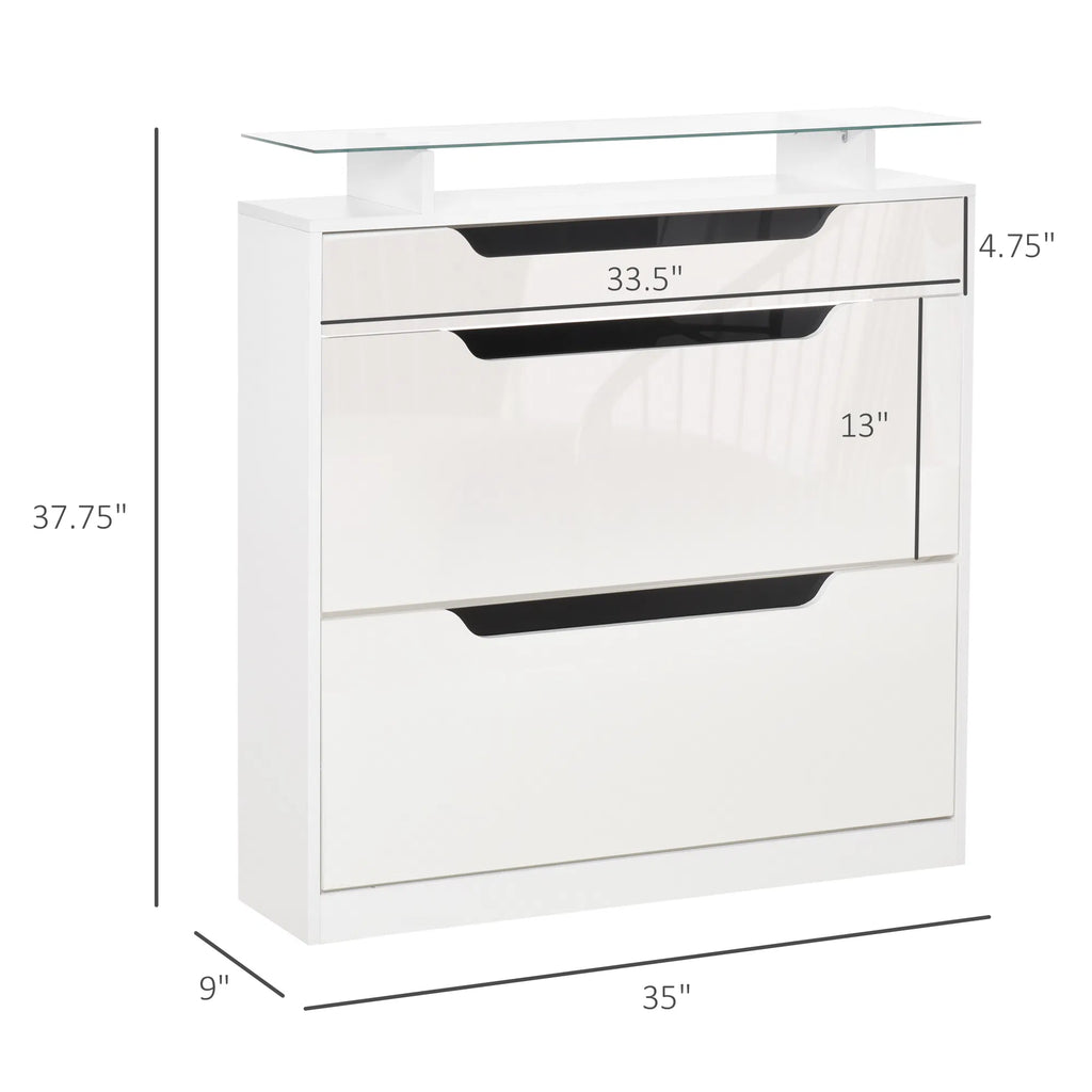 Armoire à chaussures brillantes avec 2 tiroirs et étagères réglables
