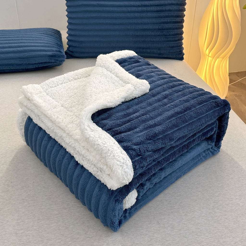 Couverture à double couche en lambswool rayé