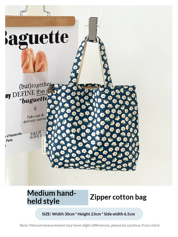 Camellia Grande et moyenne zipper femmes coton léger été sac à main