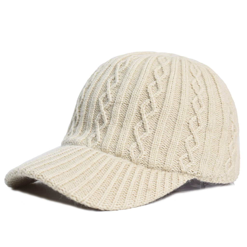 Knitting Laine Cap de baseball Coréen chaud de couleur solide plaque de lumière Peaked Cap