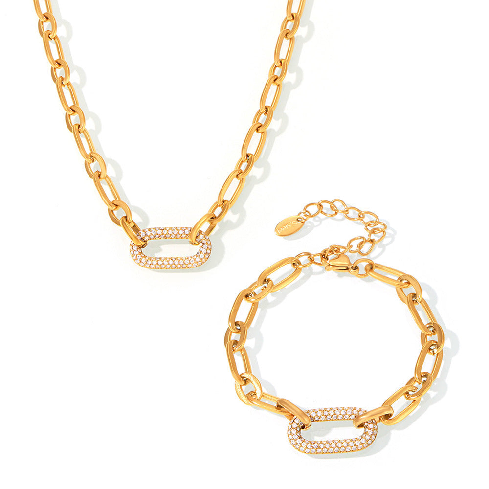 Bijoux en acier titane Acier inoxydable Micro-pave Zircon Collier et bracelet