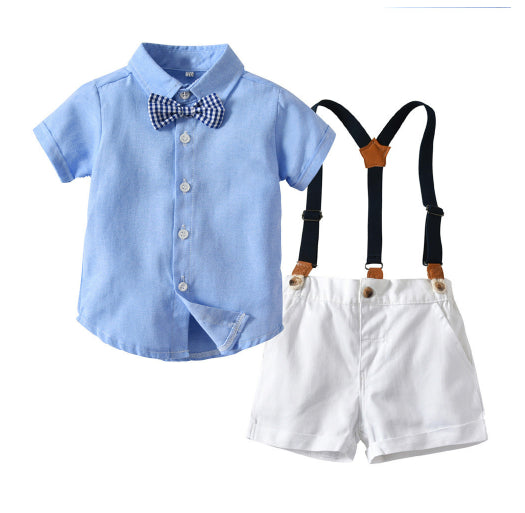 Chemise à la mode et pantalons Suspender pour garçons de style coréen
