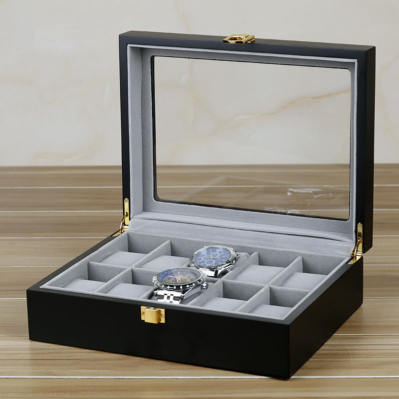 Montres de peinture au four Vernis Montres Display Boîte en bois