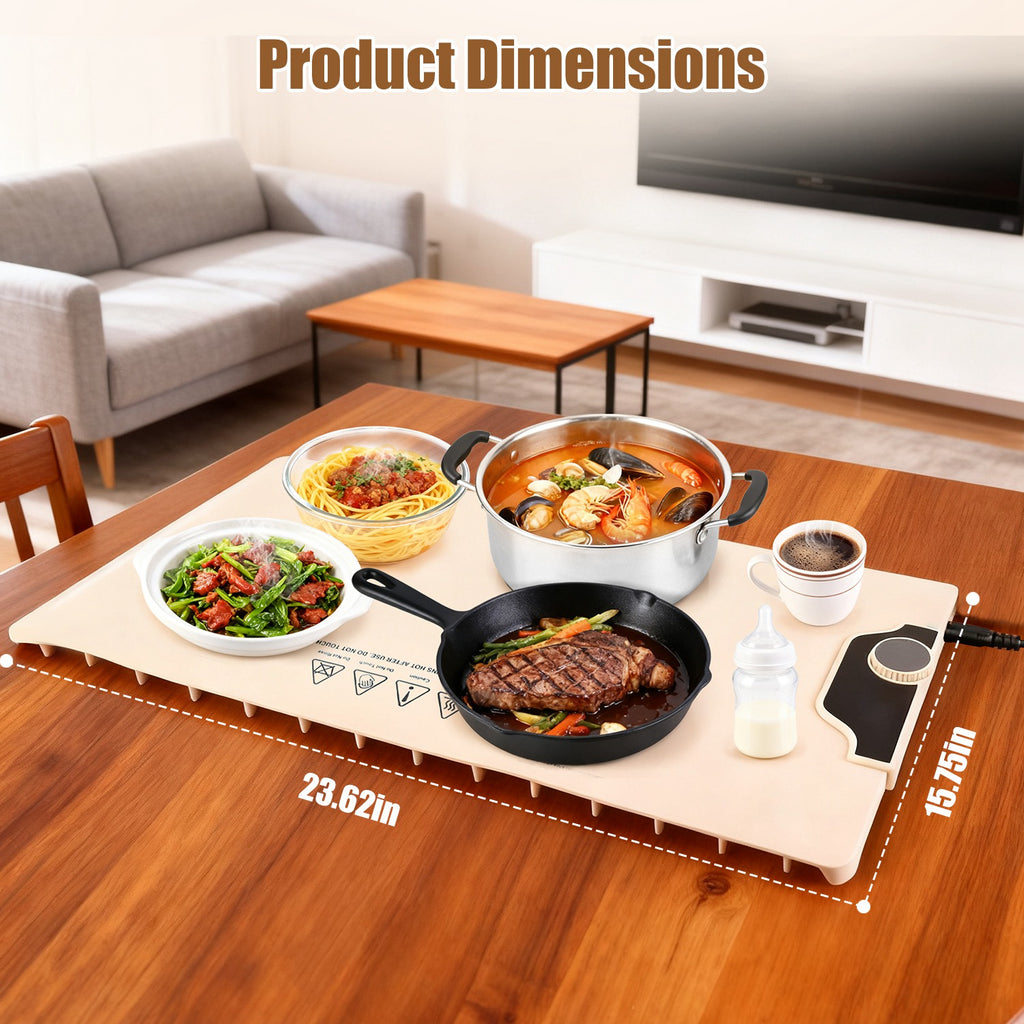Tapis de chauffage alimentaire 23.6X15.8En 300W Chauffage rapide Chauffe-glace électrique avec 14 Temp