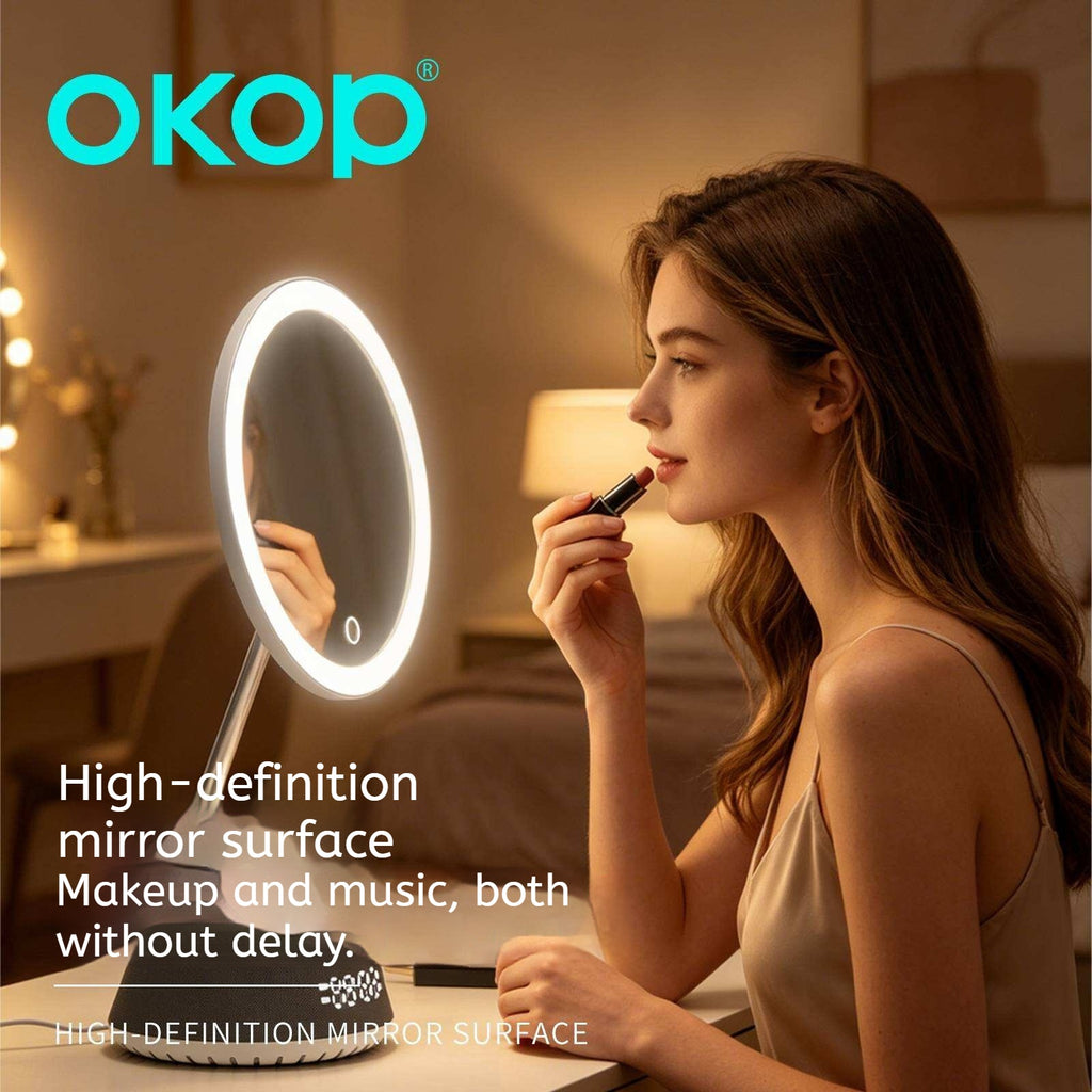 KP-856 Smart Magnetic Makeup Mirror avec charge sans fil et éclairage de remplissage Outp