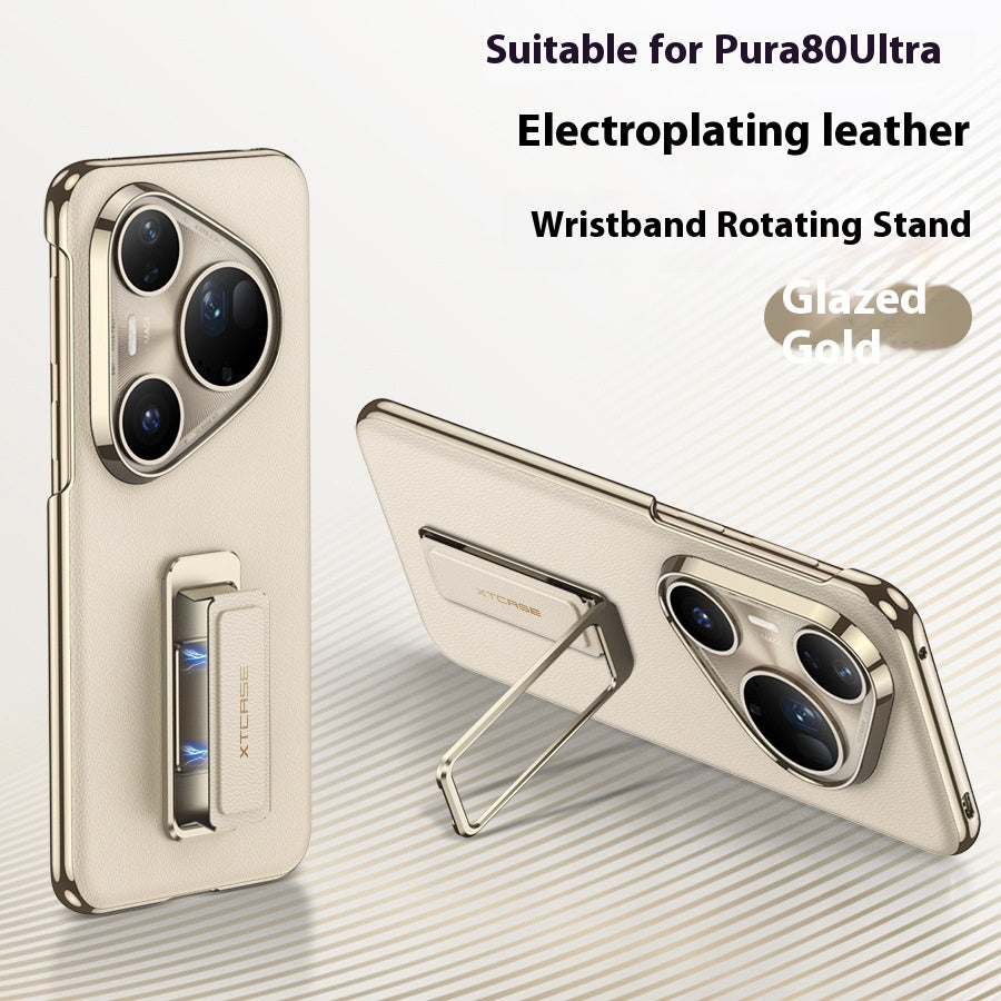 Convient pour Pura80Ultra étui de téléphone en cuir uni Bracelet de boucle rotative