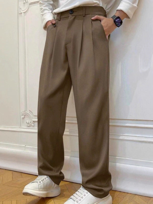 Pantalon de costume polyvalent de couleur solide pour homme