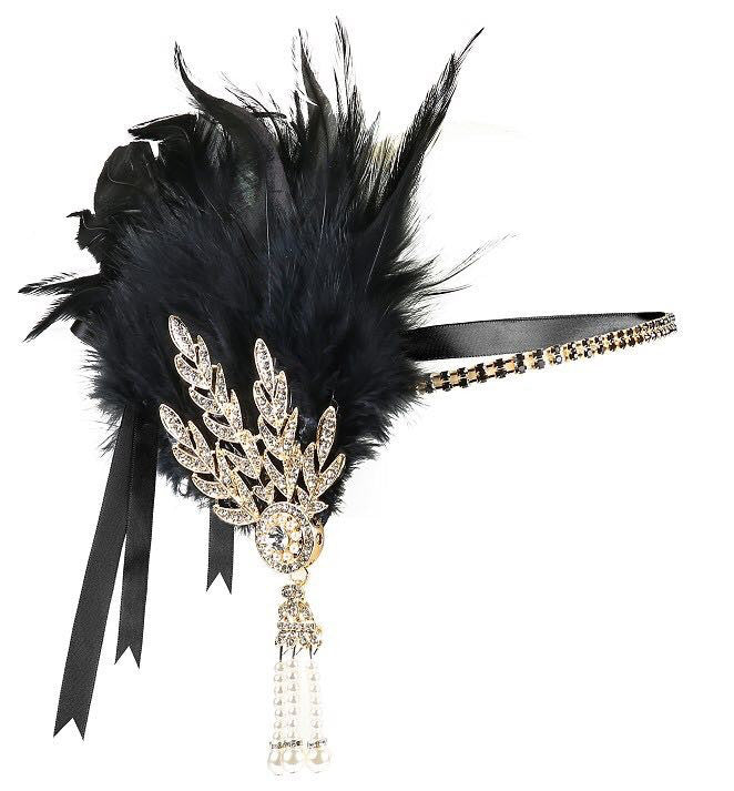 Tête de plume de masquerade Vintage bande de cheveux dans le style européen et américain