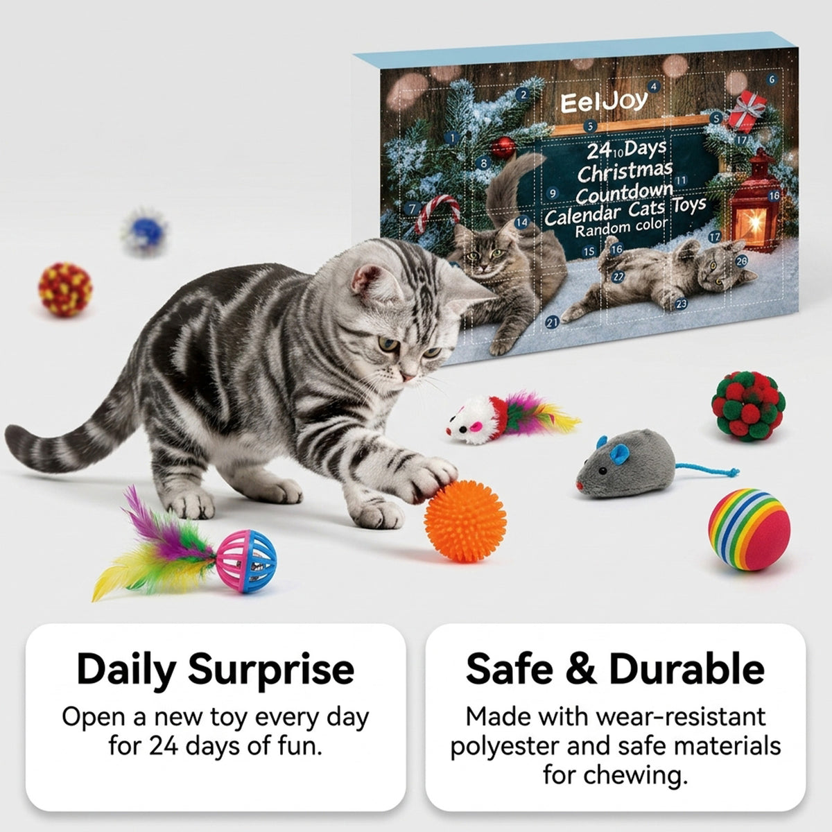 AelJoy 24-Jour Noël Calendrier de l'Avent Jouet de chat