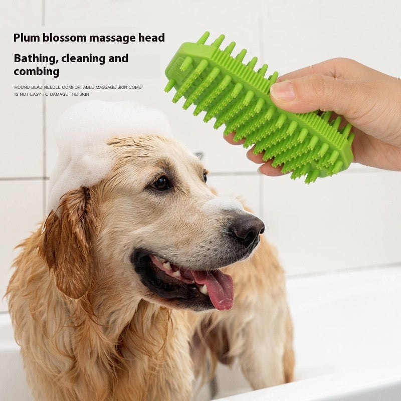 Peigne de massage de bain pour animaux de compagnie Mo brosse d'enlèvement des cheveux humide et sèche double usage