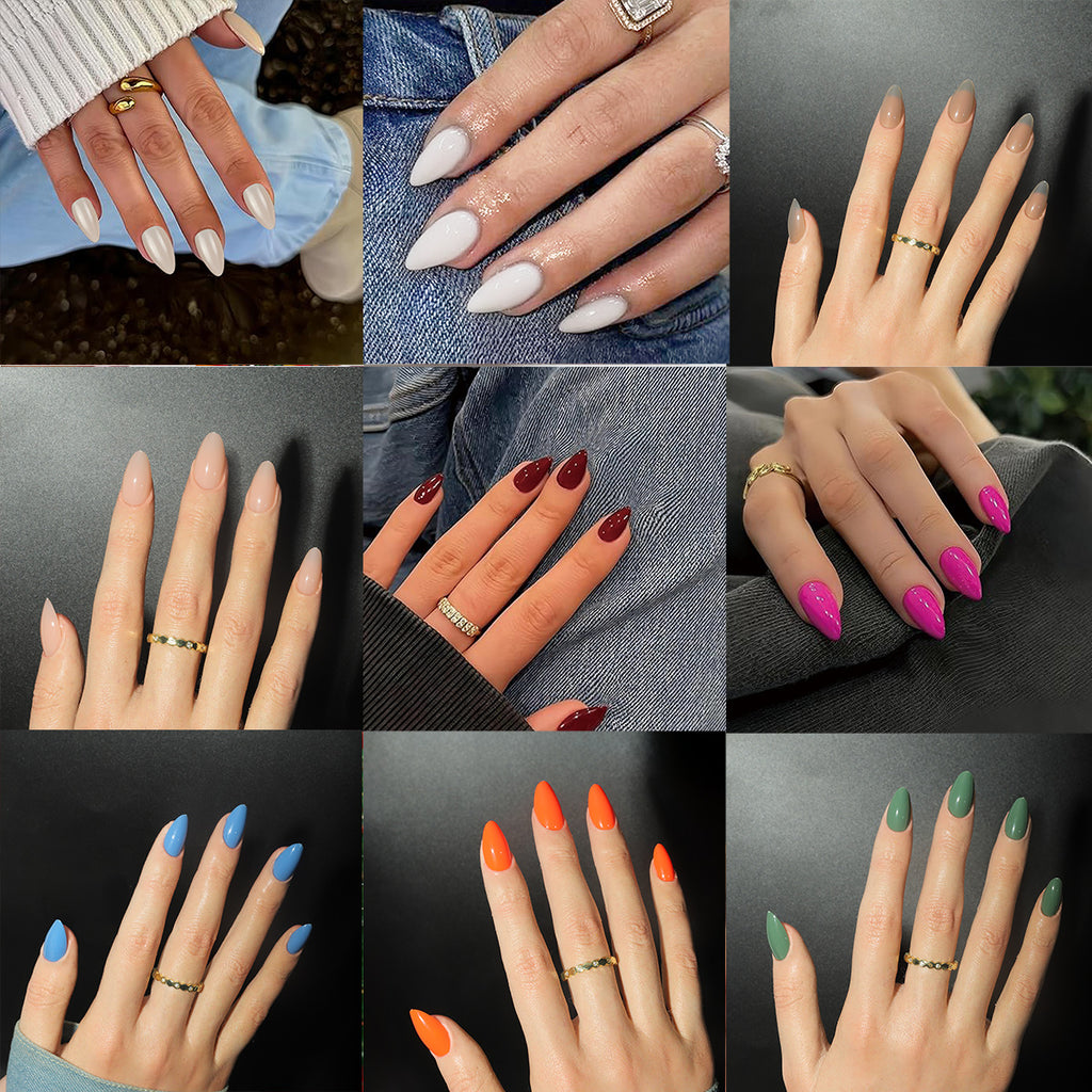 Femmes Glossy Portable Nails artificiels de couleur solide