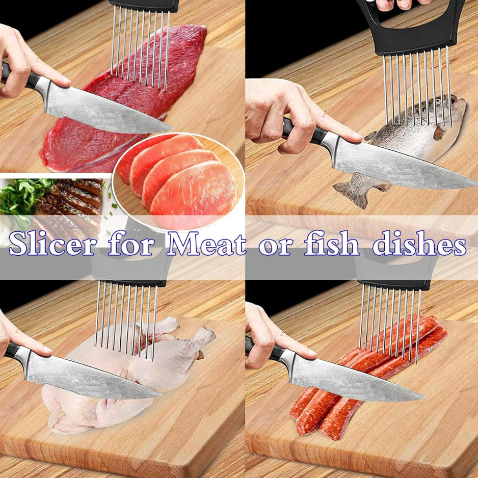 Support d'oignon en acier inoxydable & Slicer Veggie - Cutter de sécurité multi-usages pour les tomates