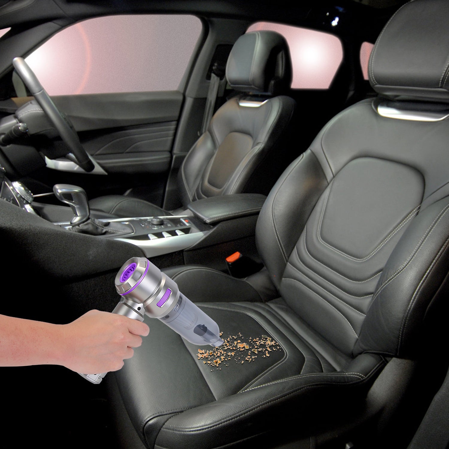 16000PA Aspirateur de voiture portatif avec moteur sans brosse 2 filtres réutilisables 4 En 1 Portabl